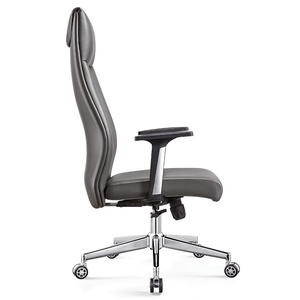 Silla de Oficina Ejecutiva Ergonómica de Respaldo Alto, con Reposabrazos Fijos, Estructura de Acero Inoxidable, Diseño de Respaldo Cruzado, Giratoria, para Escritorio - Product Image 1