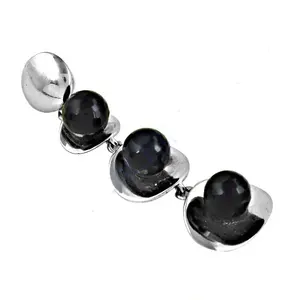 Bracelet en argent pour femmes, élégant bijou en perles noires, cadeau, élégants bracelets en perles - Product Image 2