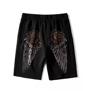 High Waist 100% Cotton Summer <b>Shorts</b> with Rhinestone Design <b>Slim</b> <b>Fit</b> High Street Style Solid Pattern Wholesale OEM - Product Image 1