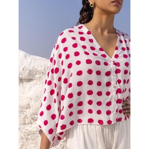Floral Denim 2-Piece Short Set <b>Cherry</b> Blossom Poncho <b>Top</b> and Pants - Product Image 2