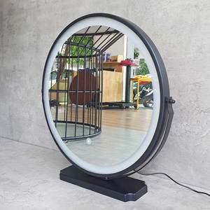 GNG014 Single-Sided Round Black LED-Lighted Desktop Makeup <b>Mirror</b> <b>Compact</b> and Foldable with Illuminated Feature - Product Image 2