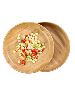 Assiettes rondes en bois de 7,5 pouces pour la nourriture assiettes en bambou assiettes à dîner réutilisables pour enfants vaisselle 2 pièces bois léger pour plats