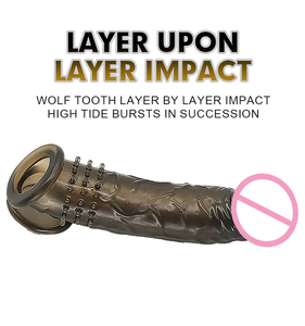 Penis hülle Flüssige Silikon verzögerung Ejakulation Männlicher Schwanz Realistische Dildo kondome Wieder verwendbare Penis verlängerung hülse mit Spikes - Product Image 5