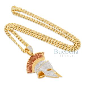 Casco Corintio Chapado en Oro de 18K, Collar con Colgante de Hip Hop, Moissanita Iced Bling para Hombres, Ropa de Calle de Moda, Joyería de Cadena Personalizada - Product Image 3