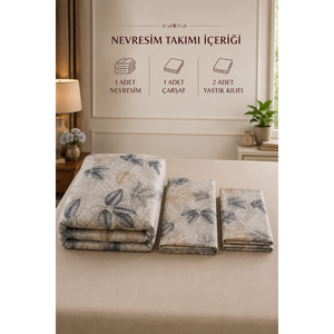 Ensemble de housse de couette double à motif de feuilles noires, 100% polyester, tissu taffetas respirant - Product Image 2