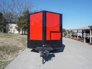 8.5 x 20 Red V-Nose mobile food truck with Blackout Trim Vending for sale - Product Image 2