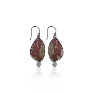 Sang Agate Gemme Noir Ruthénium En Laiton Unique Cadeau Boucle D'oreille Bohème Bijoux À La Main Boucle D'oreille Femmes Bijoux Cadeau Pour Elle - Product Image 1