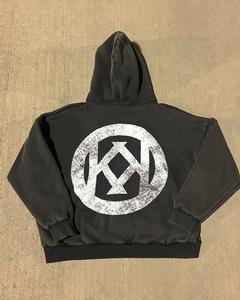 Sudadera con capucha de diamantes de imitación bordada para hombre de invierno al por mayor de primera calidad, acabado lavado ácido, algodón orgánico estampado personalizado de alta calidad - Product Image 4