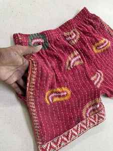 Pantalones cortos de algodón Vintage de cintura alta para mujer, pantalones cortos de playa bordados Kantha hechos a mano, transpirables para la temporada de primavera, gran oferta - Product Image 3