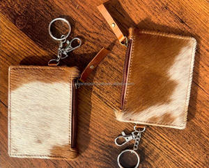 Porte-monnaie et porte-cartes en cuir avec porte-clés, nouveaux arrivages de vrais cheveux faits à la main - Product Image 2