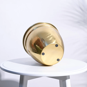 Gold Jar Shaped Metal Planter Pot 3-Piece Gold Stainless Steel Planter Set for Desk Floor metal planter set - Product Image 2