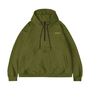 Sweat à capuche personnalisé brodé avec fermeture éclair quart de tour, logo frontal/marque privée, en tissu tricoté délavé, respirant, coupe-vent, écologique, coupe ample - Product Image 1