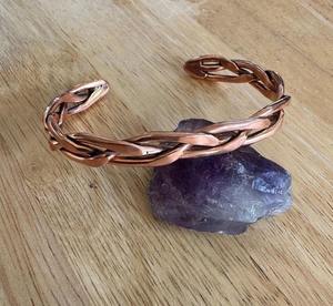 Pulsera étnica de cobre puro con diseño grabado tribal indio tradicional para hombres y mujeres joyería de bienestar de artritis curativa - Product Image 3