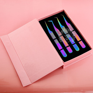 Pince à épiler professionnelle pour extensions de cils à pointe en fibre, droite à 90 degrés, isolation, volume russe, outil en acier inoxydable - Product Image 1