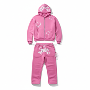 Ensemble sweat à capuche et pantalon évasé personnalisé avec logo brodé ou appliqué, style streetwear, délavé à l'acide, coupe oversize, 100% coton, par fabricant OEM - Product Image 5