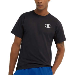 T-shirt girocollo oversize da uomo For Champion con logo classico, nera, taglia S, stampa serigrafica, tessuto jersey - Product Image 1