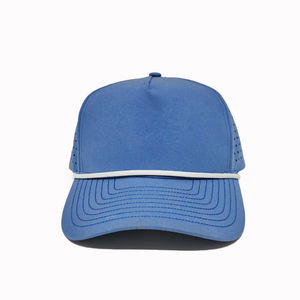 Casquettes de golf à 5 panneaux en corde bleue avec logo brodé personnalisé, casquettes de baseball à fermeture snapback, fabriquées au Vietnam - Product Image 2