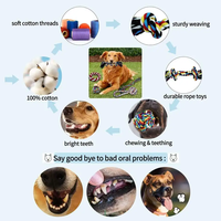 Jouet à mâcher en corde de coton durable pour chiots, vente en gros, style dessin animé, accessoires pour animaux de compagnie, petits animaux, os, fruits, jouets à mâcher pour chiens