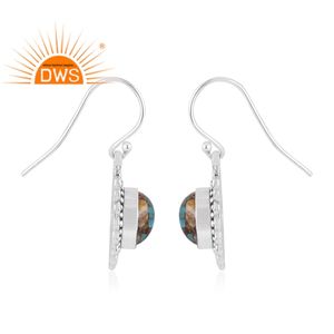 Boucles d'oreilles pendantes vintage en argent sterling, cuivre Mojave, turquoise, pierre précieuse, fabricant de bijoux - Product Image 3