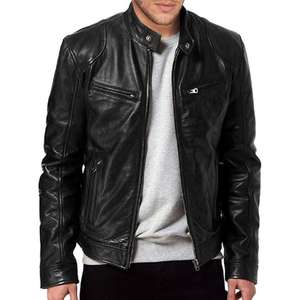This is a <b>men</b> cognac cafe <b>racer</b> <b>jacket</b> made from real Sheep skin leather - Product Image 3