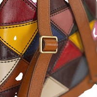 Sac seau portable unisexe en cuir véritable multicolore, style bohème vintage anglais, mode féminine, sac bandoulière de qualité supérieure