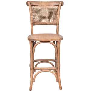 Tabouret de bar en bois de hauteur comptoir, siège en rotin tissé à la main, moderne, résistant à l'eau, îlot de cuisine, bar à domicile, café, hôtel, mobilier de salle à manger - Product Image 2