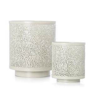 Linterna decorada de lujo forma redondeada linterna de alambre de Metal recubierto blanco y portavelas para centro de mesa para Decoración - Product Image 6