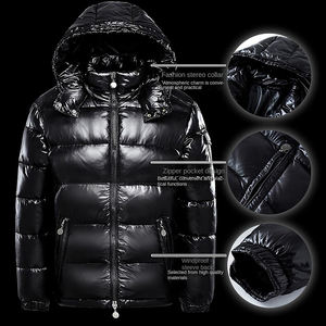 Doudounes pour hommes avec fermeture éclair couleur noire vêtements de mode respirant coupe-vent doudoune pour l'hiver - Product Image 3