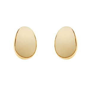 Nouveautés 2025 : Boucles d'oreilles créoles épaisses en laiton plaqué or pour femme, motif galet, bijoux minimalistes certifiés, faits main, personnalisables pour les fêtes - Product Image 1