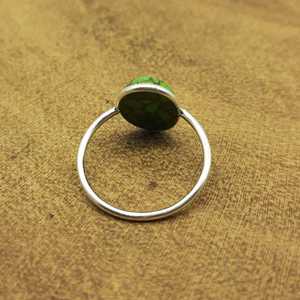 Lightweight Green Copper <b>Turquoise</b> Gemstone Dainty <b>Ring</b> with Diamond Single Band Bezel Setting Direct From India Wholesaler - Product Image 3