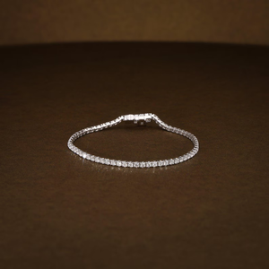 Brazalete de Tenis con Moissanita de Corte Brillante Redondo, Chapado en Rodio, Plata 925, Cierres Abiertos, Unisex, Regalo, Fiesta - Product Image 2