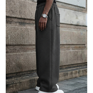High quality Custom Made Fashionable Baggy Style Wide Leg Flares Baggy Track <b>Pants</b> for <b>Men</b> 100% Cotton Fleece Wide Leg - Product Image 2