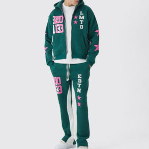 Survêtement élégant à fermeture éclair surdimensionné à motif solide pour hommes Durable et confortable pour un usage quotidien et les sports d'hiver - Product Image 1