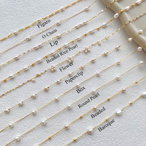 Collar Dulha Clásico Vintage de Moda con Perlas Blancas de Agua Dulce y Cadenas de Latón Chapado en Oro, Regalo Religioso para Bodas y Fiestas - Product Image 5