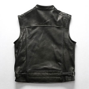Gilet en cuir élégant respirant pour hommes gilet en cuir de Style personnalisé col montant gilet en cuir coupe-vent accepter le Service OEM - Product Image 2