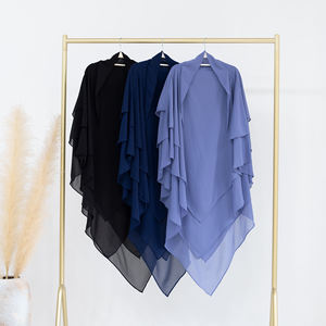 Alta calidad Extra largo Khimar tres capas gasa musulmán Niqab pañuelo para la cabeza nuevo Thobe/Thawb juegos de trabajo de dos piezas suministro al por mayor - Product Image 5