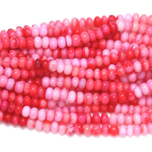 Hot Pink Opal Rondelle <b>Beads</b>: AAA Smooth Gemstone Strand - Product Image 4