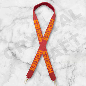 Buffalo Customized <b>White</b> Gold Seed Bead Bag Straps 'Hook Em Horns' Fashionable Accessory Beaded <b>Purse</b> Strap - Product Image 5