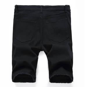 Baggy Private Label Fashionable Knee Length <b>3</b>/<b>4</b> Long Black Straight Denim Fabric <b>Shorts</b> For <b>Men</b> From Pakistan - Product Image 4