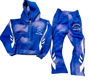 ชุดเซ็ตฮู้ดดี้ซิปปักลายสไตล์วินเทจแบบสตรีทแวร์ พร้อมกางเกงจ็อกเกอร์ซิปผ้าหนาสีซีดแบบซันเฟด สำหรับผู้ชาย - Product Image 1