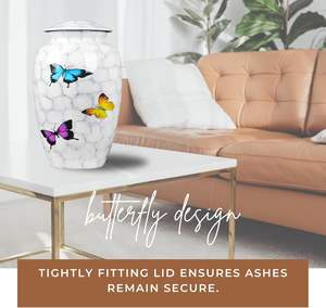 Urnas de cremación de metal con estampado de mariposas hechas a mano para humanos y mascotas ataúd de perros para cenizas y restos funerarios - Product Image 5