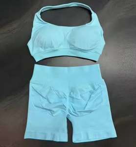 Meilleur ensemble de yoga de qualité supérieure à la mode couleur unie dame deux pièces femmes vêtements actifs soutien-gorge haut et ensemble legging pour la course à pied Yoga - Product Image 6