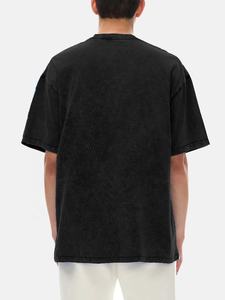 T-shirt délavé à l'acide en gros, streetwear personnalisé, t-shirts hip-hop effet pierre avec logo, 100% coton, t-shirt vintage - Product Image 4