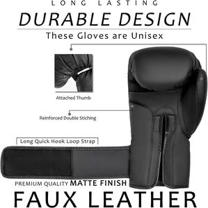 Guantes de cuero PU de color personalizado de cuero de entrenamiento de combate de Pakistán, equipo de entrenamiento de lucha, guantes de boxeo - Product Image 4