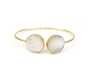 Lapislázuli natural hecho a mano y brazalete ajustable de piedras preciosas de nácar chapado en oro de 18 quilates regalo de moda para sus brazaletes finos - Product Image 6