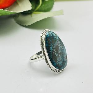 Bague Turquoise tibétaine 925 bague en argent Sterling faite à la main bague de créateur bague Turquoise NATURELLE bague de mode bague pour femme cadeau - Product Image 3