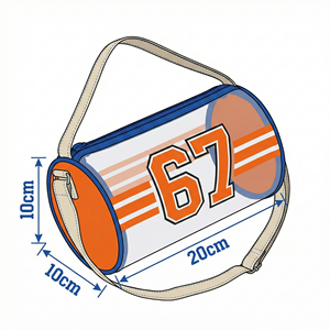 <span class=keywords><strong>Sac</strong></span> cylindrique transparent en PVC Custom67 avec impression <span class=keywords><strong>de</strong></span> numéro rétro, pochette <span class=keywords><strong>de</strong></span> toilette <span class=keywords><strong>de</strong></span> sport, trousse à crayons avec poignée en coton - Product Image 6