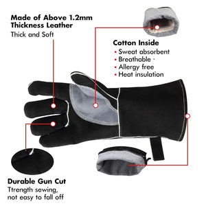 Gants de soudage en cuir de qualité supérieure, tendance, durables, avec écran tactile et protection thermique pour une utilisation en extérieur, pour soudeurs TIG/MIG - Product Image 2