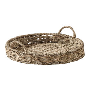 Plateau de service en jonc de mer tissé à la main plateau de service en jonc de mer décor plateau de forme ronde en jonc de mer vente en gros - Product Image 1