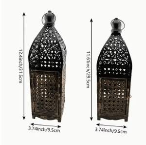 Juego de Faroles Marroquíes de Metal Premium con Intrincados Relieves, Luz Cálida de Vela, Ideal para Decoración Festiva del Hogar y Regalos Elegantes - Product Image 6